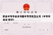 职业中专毕业证书图中专学历怎么写（中专毕业证 职字）