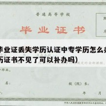 中专毕业证丢失学历认证中专学历怎么办（中专学历证书不见了可以补办吗）