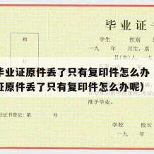 大学毕业证原件丢了只有复印件怎么办（大学毕业证原件丢了只有复印件怎么办呢）