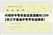 兴城市中专毕业证高清图片(1991年辽宁普通中专学生成绩单）