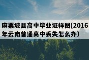 麻栗坡县高中毕业证样图(2016年云南普通高中丢失怎么办）