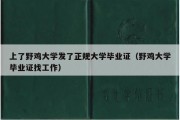 上了野鸡大学发了正规大学毕业证（野鸡大学毕业证找工作）