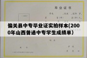 偏关县中专毕业证实拍样本(2000年山西普通中专学生成绩单）