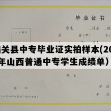 偏关县中专毕业证实拍样本(2000年山西普通中专学生成绩单）