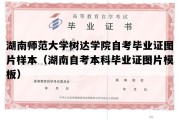 湖南师范大学树达学院自考毕业证图片样本（湖南自考本科毕业证图片模板）