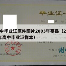 高中毕业证原件图片2003年莘县（2021年高中毕业证样本）