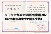 玉门市中专毕业证图片模板(2023年甘肃普通中专P图多少钱）