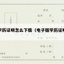 电子学历证明怎么下载（电子版学历证明是什么）