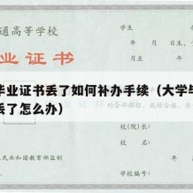 大学毕业证书丢了如何补办手续（大学毕业证书弄丢了怎么办）