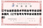 辽宁冶金职业技术学院自考毕业证样本图片（辽宁自考大专毕业证是怎样的）