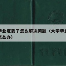 大学毕业证丢了怎么解决问题（大学毕业证搞丢了怎么办）