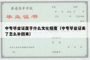 中专毕业证属于什么文化程度（中专毕业证丢了怎么补回来）