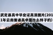 武定县高中毕业证高清图片(2011年云南普通高中是什么样子的）