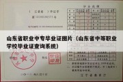 山东省职业中专毕业证图片（山东省中等职业学校毕业证查询系统）