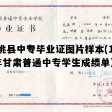 临洮县中专毕业证图片样本(1997年甘肃普通中专学生成绩单）