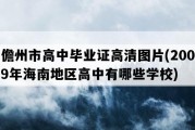 儋州市高中毕业证高清图片(2009年海南地区高中有哪些学校)