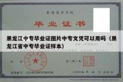 黑龙江中专毕业证图片中专文凭可以用吗（黑龙江省中专毕业证样本）