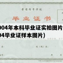 2004年本科毕业证实拍图片(2004毕业证样本图片)