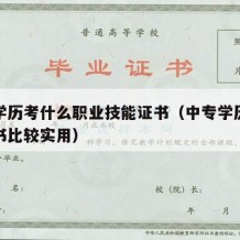 中专学历考什么职业技能证书（中专学历考什么证书比较实用）