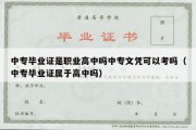 中专毕业证是职业高中吗中专文凭可以考吗（中专毕业证属于高中吗）