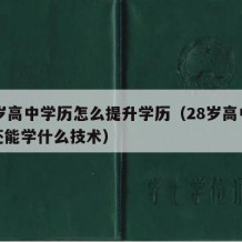 28岁高中学历怎么提升学历（28岁高中毕业还能学什么技术）