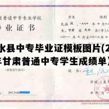 清水县中专毕业证模板图片(2004年甘肃普通中专学生成绩单）