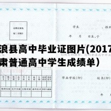 庄浪县高中毕业证图片(2017年甘肃普通高中学生成绩单）