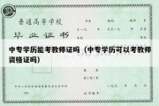 中专学历能考教师证吗（中专学历可以考教师资格证吗）