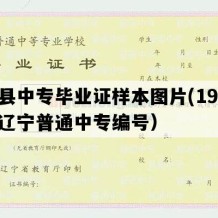 义县中专毕业证样本图片(1993年辽宁普通中专编号）