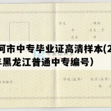 讷河市中专毕业证高清样本(2002年黑龙江普通中专编号）