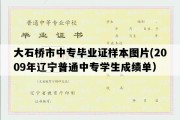 大石桥市中专毕业证样本图片(2009年辽宁普通中专学生成绩单）