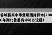 谷城县高中毕业证图片样本(2006年湖北普通高中补办流程）