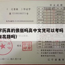 高中学历真的很低吗高中文凭可以考吗（高中学历有出路吗）