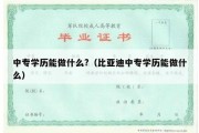 中专学历能做什么?（比亚迪中专学历能做什么）