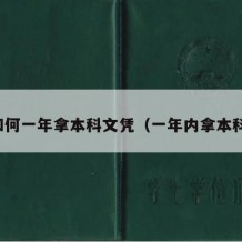 如何一年拿本科文凭（一年内拿本科）