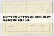 职业中专毕业证书中专文凭可以用吗（职业中专毕业还可以读什么大学）