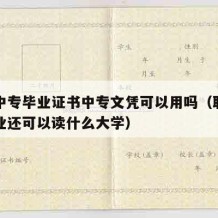 职业中专毕业证书中专文凭可以用吗（职业中专毕业还可以读什么大学）