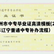 盖州市中专毕业证高清模板(2019年辽宁普通中专补办流程）