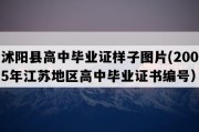 沭阳县高中毕业证样子图片(2005年江苏地区高中毕业证书编号）