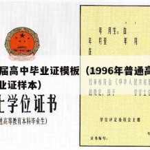 96届高中毕业证模板（1996年普通高中毕业证样本）