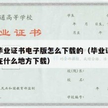 大学毕业证书电子版怎么下载的（毕业证书电子版在什么地方下载）