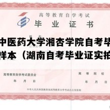 湖南中医药大学湘杏学院自考毕业证实拍样本（湖南自考毕业证实拍样本）