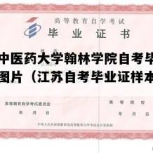 南京中医药大学翰林学院自考毕业证高清图片（江苏自考毕业证样本图片）