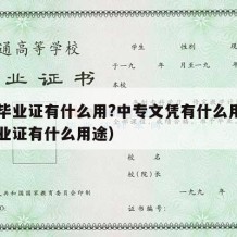 中专毕业证有什么用?中专文凭有什么用（中专毕业证有什么用途）