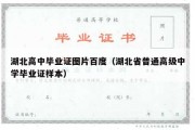 湖北高中毕业证图片百度（湖北省普通高级中学毕业证样本）