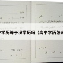 高中学历等于没学历吗（高中学历怎么弄）