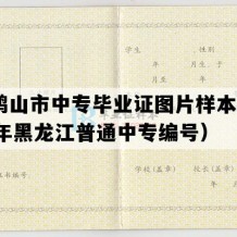 双鸭山市中专毕业证图片样本(2004年黑龙江普通中专编号）