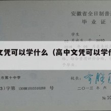 高中文凭可以学什么（高中文凭可以学什么技术）