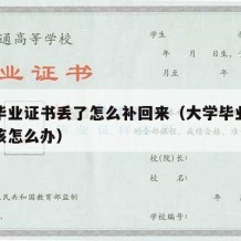 大学毕业证书丢了怎么补回来（大学毕业证书丢了该怎么办）