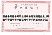 职业中专是中专毕业证吗中专学历是什么（职业中专是中专毕业证吗中专学历是什么学位）